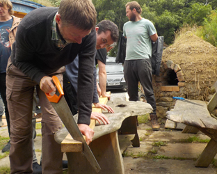 hand-sawing